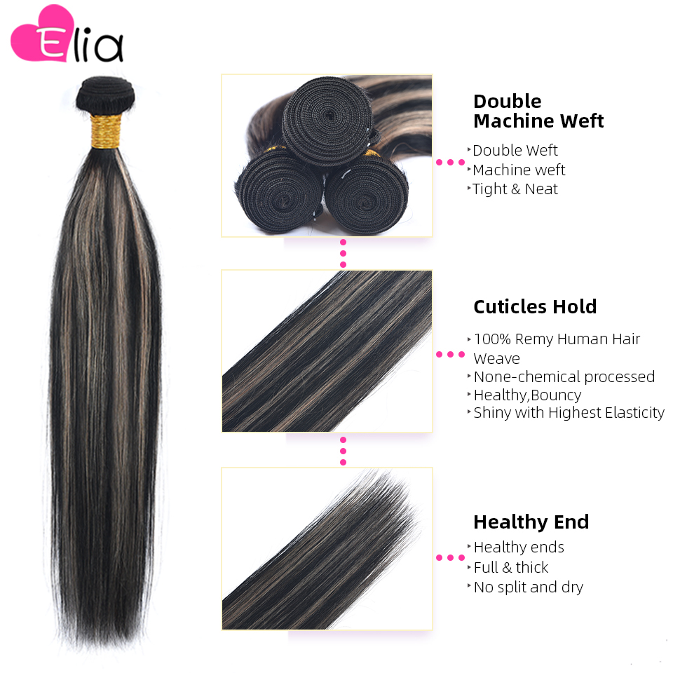 Highlight Grey Hair Bundles with Closure Straight Original Human Hair Extensions 4 Bundles Deal 4x4 5x5 Closure with Bundles 30" 1560b
