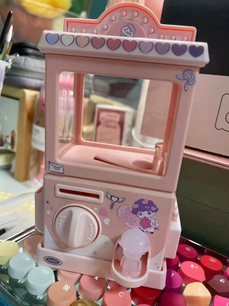 Pink Machine Figure Capsule Machine GASHAPON Party Game Toy with Card Molly Dimoo Figure Gift Party