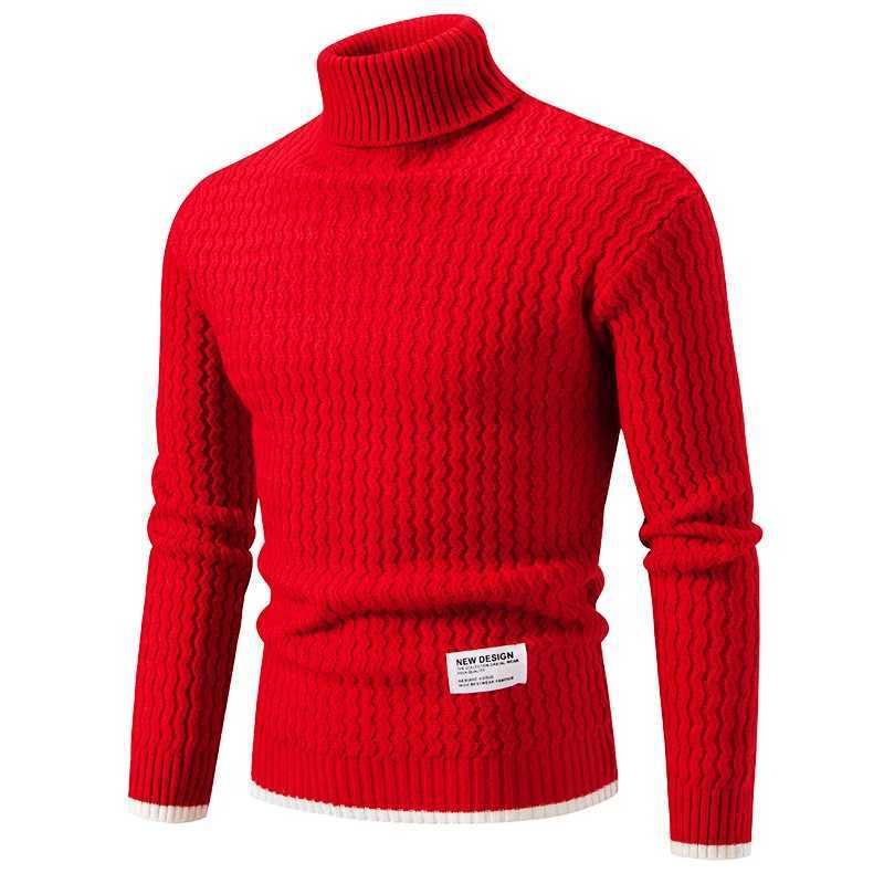 Mens casual suit basic top knitted turtle neck pullover sweater in green red black W2411111