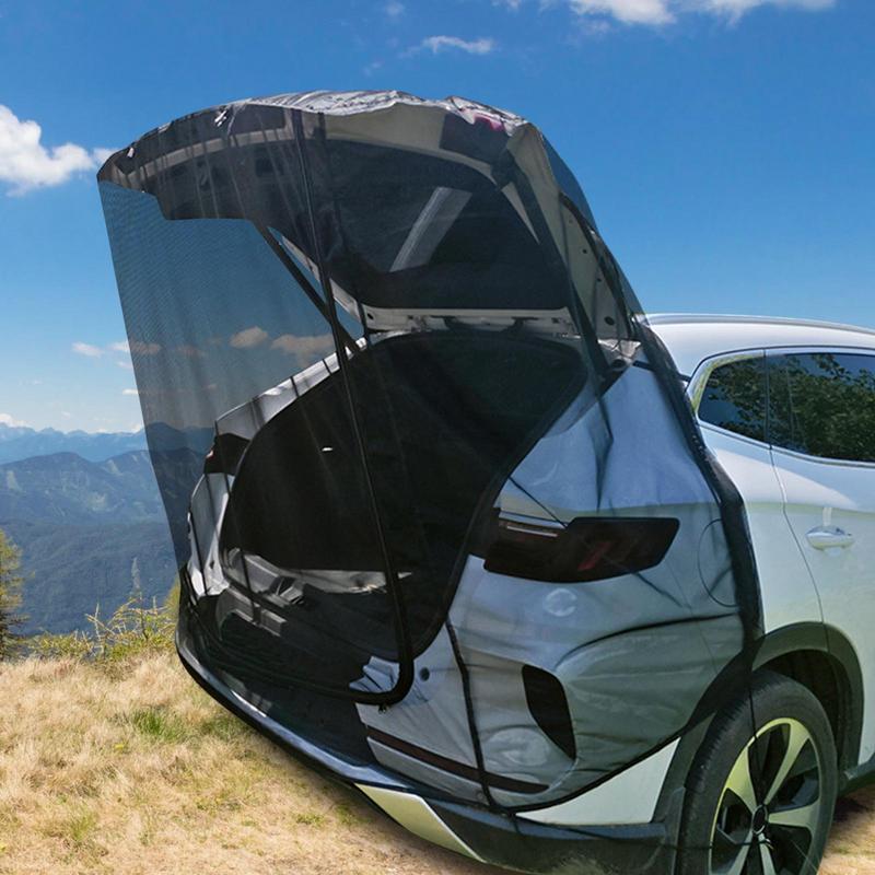 SUV Trunk Tailgate Mosquito Net Tent Car Tailgate Sunshade With Zipper Breathable Insect-proof UV-proof SUV Trunk Curtain 8c31a