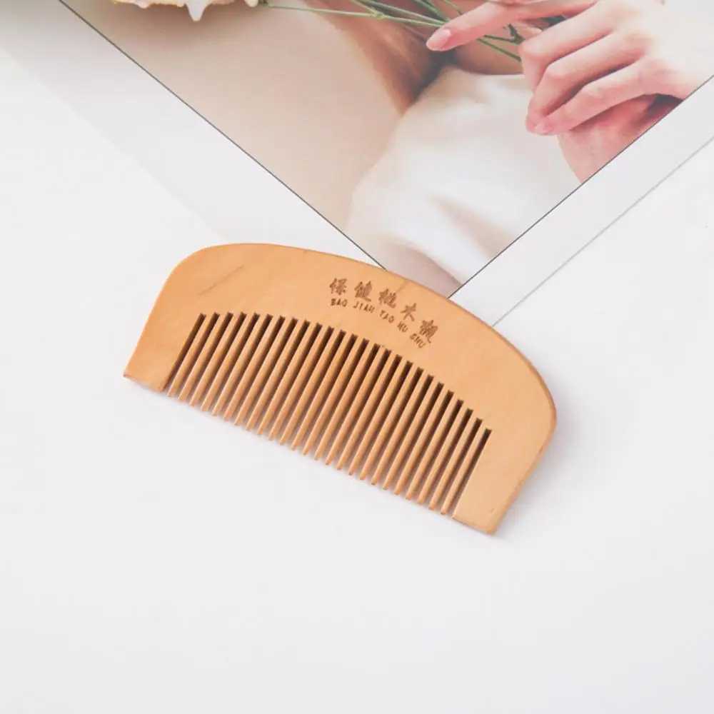 Pcs natural peach wood comb for hair health closed teeth anti-static hair massage beard care beauty accessories W241112