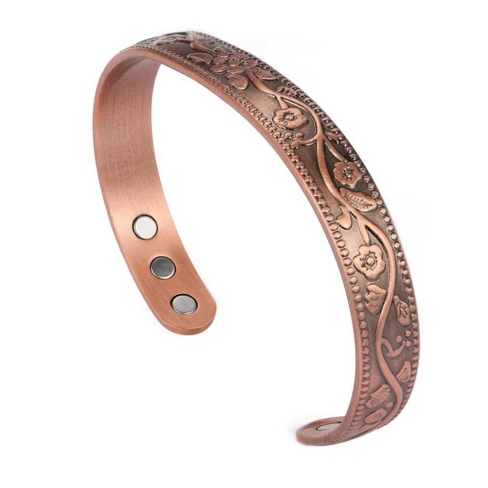 Magnetic Bracelet Vintage Wreath Bracelet Set Adjustable Mens and Womens Electroplated Ancient Copper Magnetic Bracelet W241111