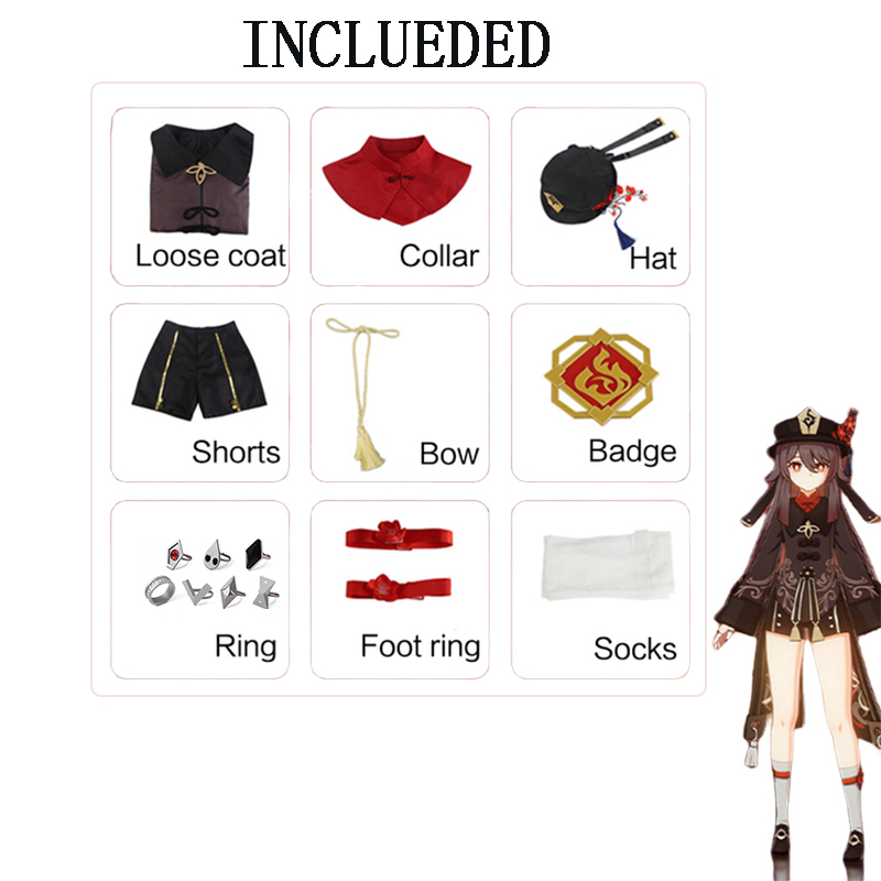 Hutao Cosplay Game Genshin Impact Cosplay Costume Hu Tao Chinese Style Uniform Wig Set Halloween Costume Clothing for Women ff68e