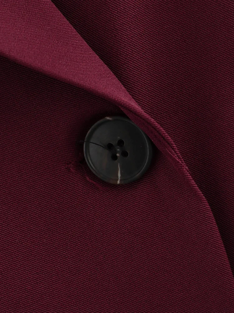 Willshela Womens Fashion Pocket Wine Red Double Chest Sweatshirt Retro Notched Collar Long Sleeves Womens Fashion Womens Wear 241111