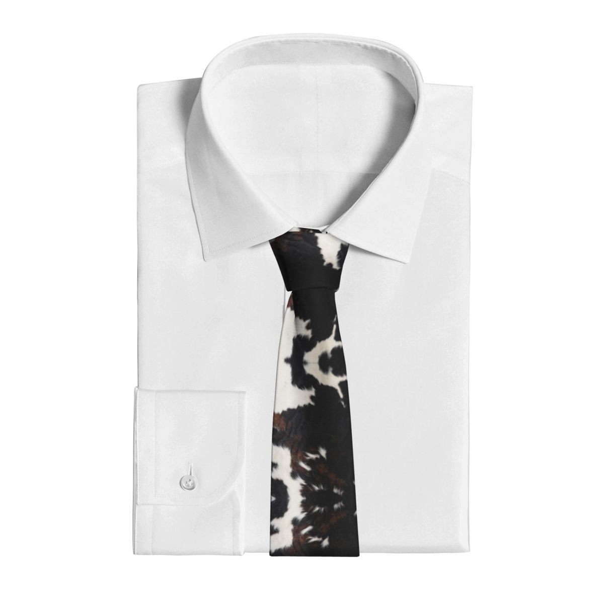 Cowhide Leather Cow Fur Neckties Men Women Polyester 8 cm Neck Ties for Men Skinny Wide Shirt Accessories Party ce8e3