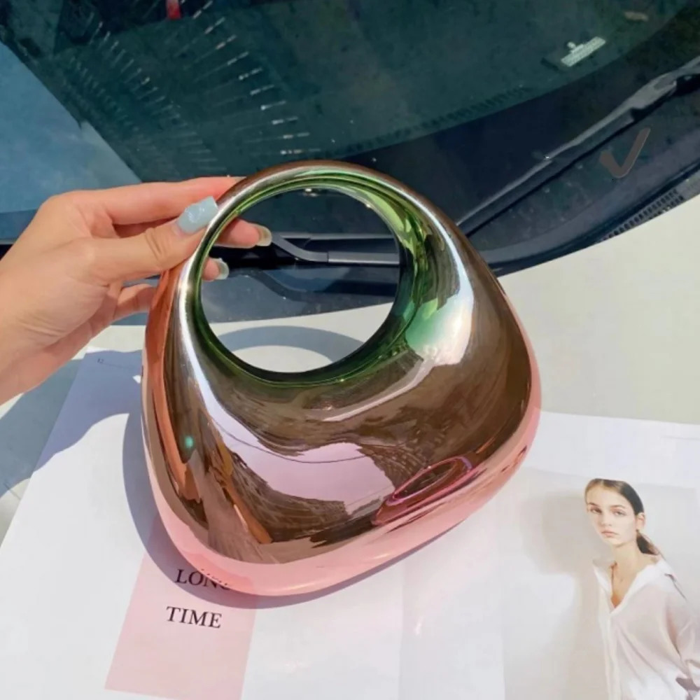 ISKYBOB Glossy Handbags for Women Banquet Bag Suitcase Shoulder Bag High Quality Acrylic Lady Fashion Shiny Crossbody Bag 241112