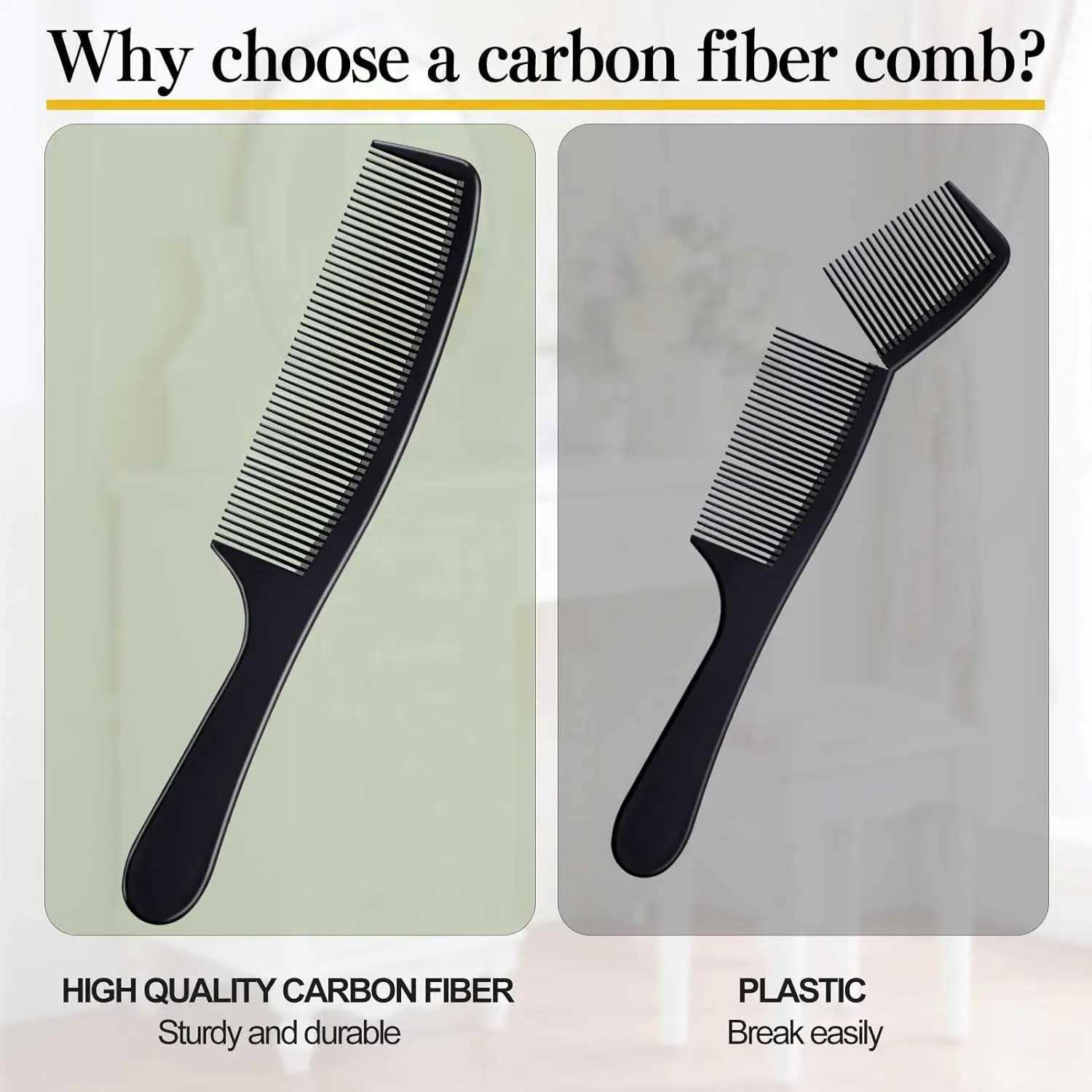 4 combs suitable for both women and men high-quality black carbon fiber hair comb set for teasing and cutting used for hairstylists combs. W241112