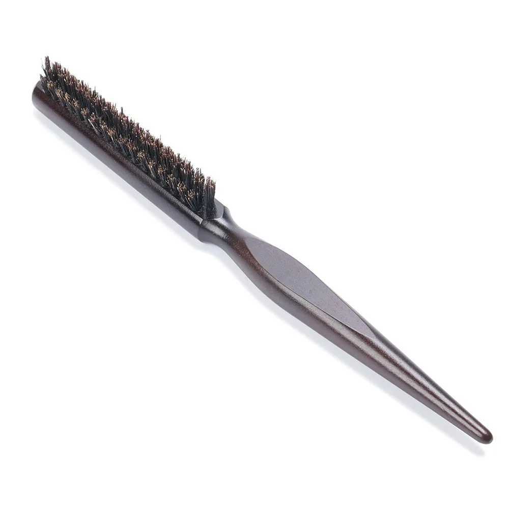 High quality wooden handle natural pig bristle brush fluffy combing hair styling tool W241112