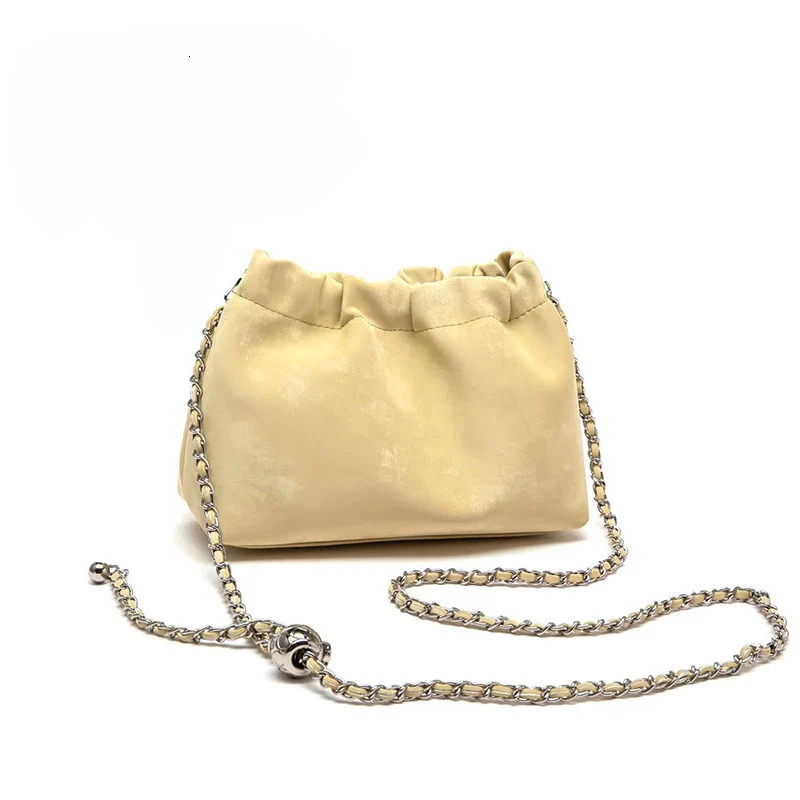 Summer New Women Chain Messenger Female Soft Split Leather Fashion Bucket Shoulder Lady Casual Crossbody Bag Patent Leather