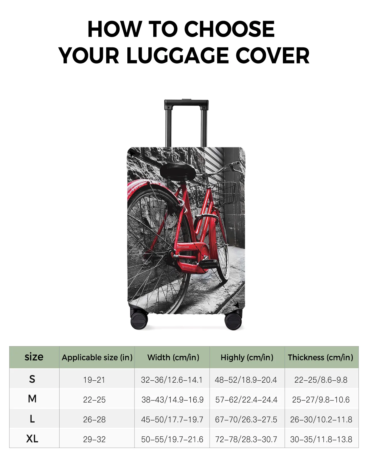 Retro Vintage Red Bicycle On The Street Old Town Lage Cover Travel Accessories Suitcase Elastic Dust Case Protect Sleeve abb8b 5 00c13