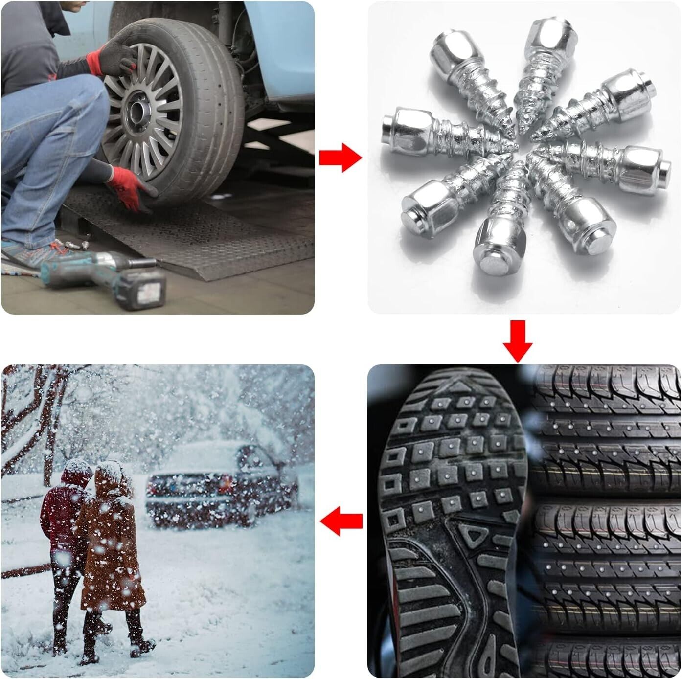 100pcs Non-Slip Spikes Wheel Nails Shoe Cleats Tire Boltsbolts for Winter Emergency Bike Car ATV