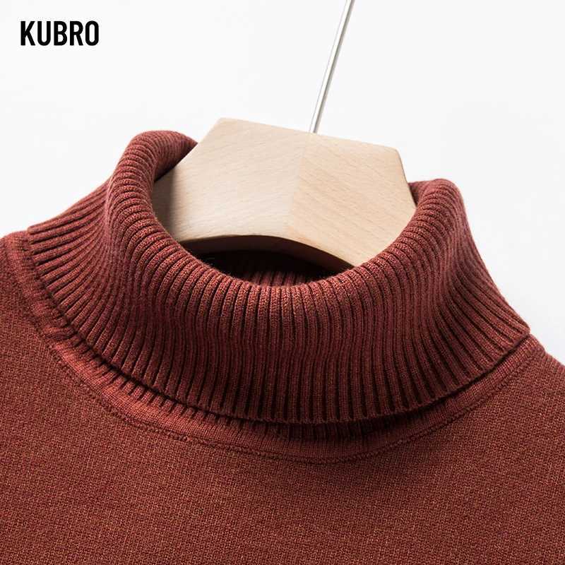 KUBRO 2023 Autumn/Winter New Mens High Quality Tailcoat Wool Sweater Solid Color Knitted Warm and Casual Bottom Pullover Top W2411111