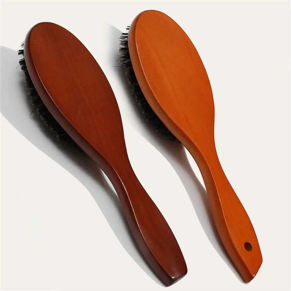 Natural bristle brush massage comb anti-static hair scalp blade brush beech wood handle hair comb hair comb W241112