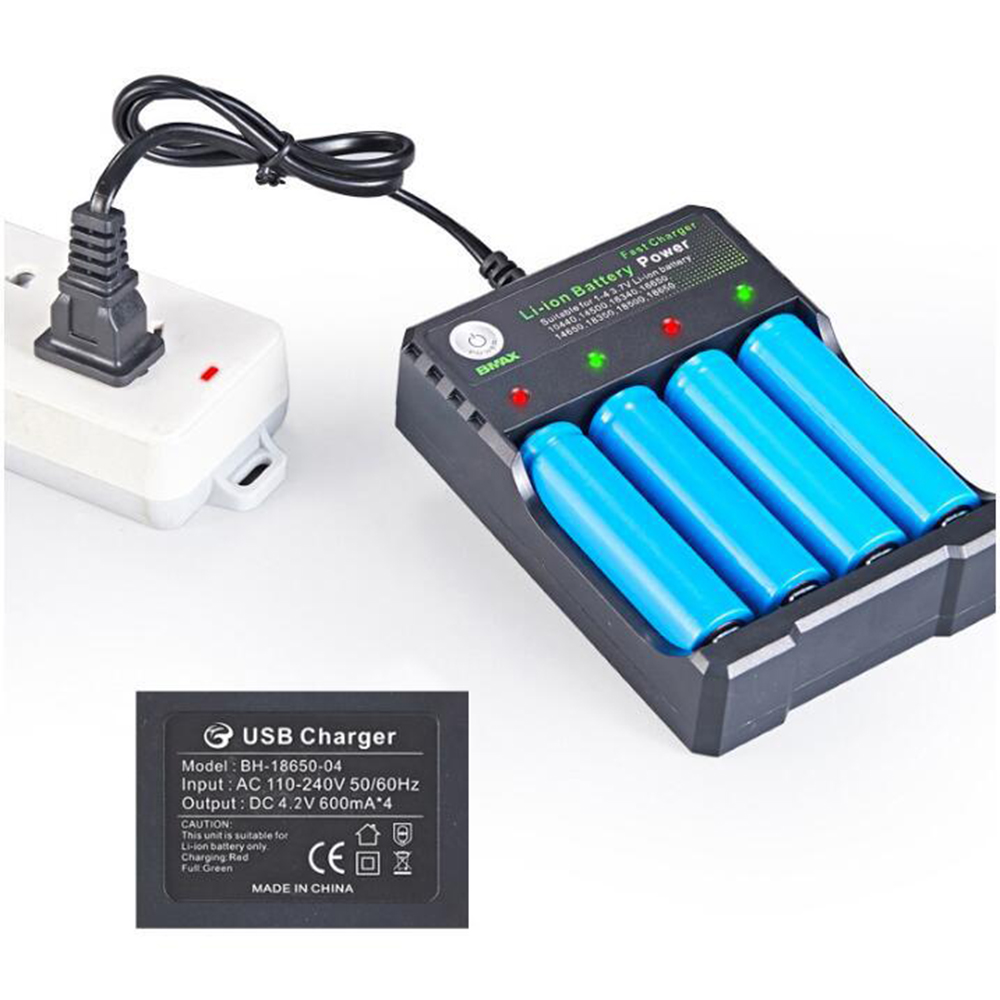 Authentic Bmax Battery Charger 4 BAY Slots Lithium Smart US EU Plug Charger for IMR 18350 18650 26650 21700 Universal Li-ion Rechargeable Batteries Ch