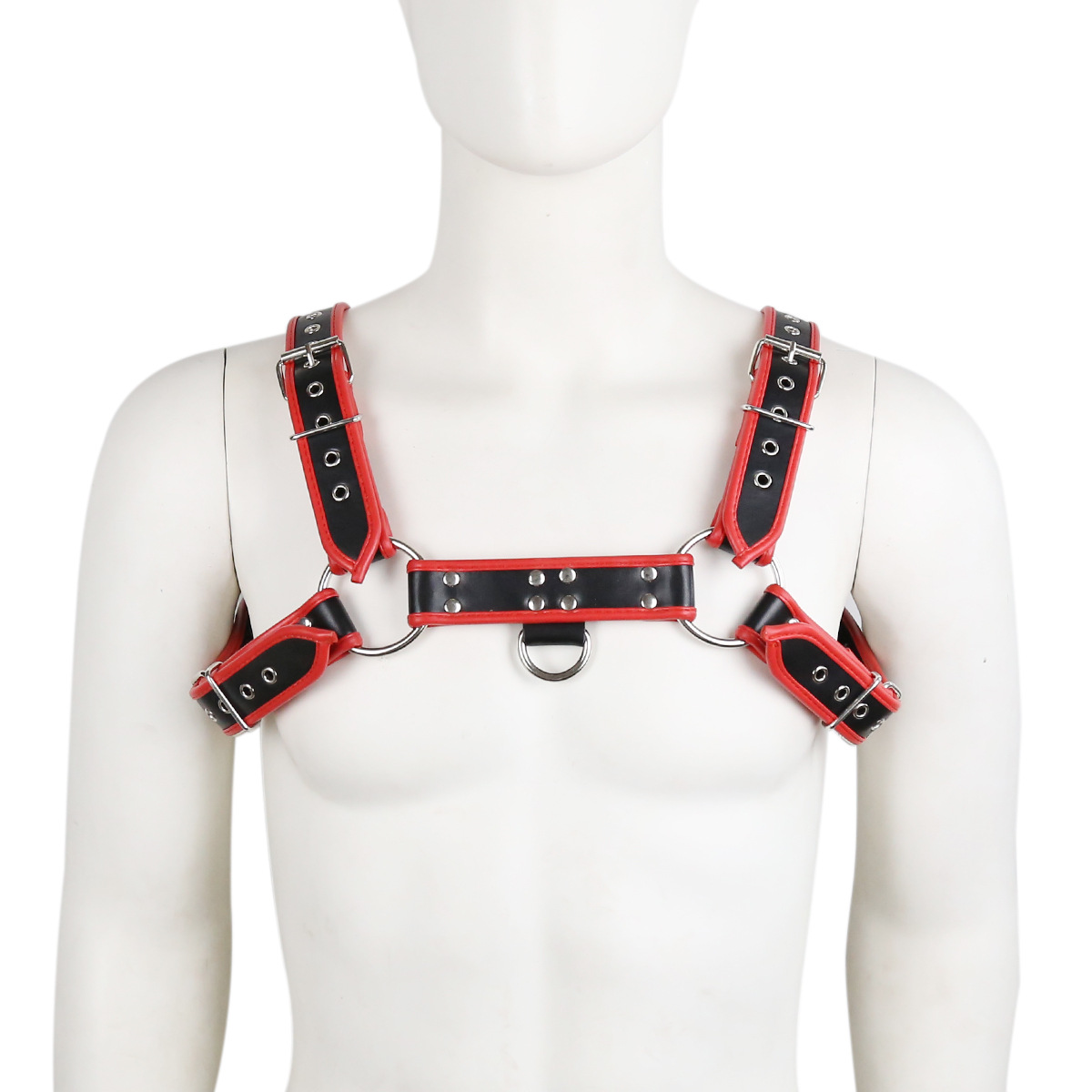 Men's Red Punk Erotic PU Leather with Air Holes Double Halter Shoulder Chest Strap Bondage Belt de4fc 5 68e96