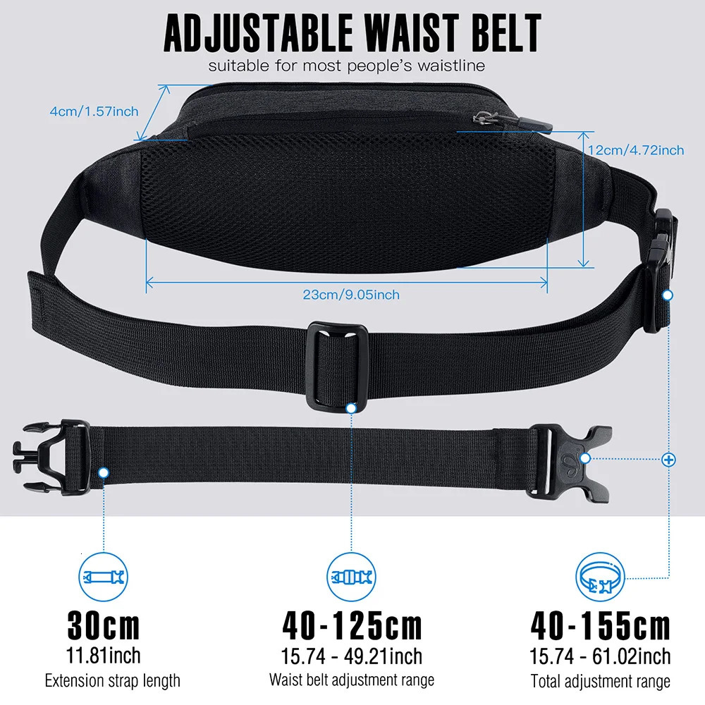 WATERFLY Fanny Pack Waist Bag Pouch Bum Belt Shoulder Crossbody Chest Pocket Sport For Jogging Hiking Hiker Woman Man 241111