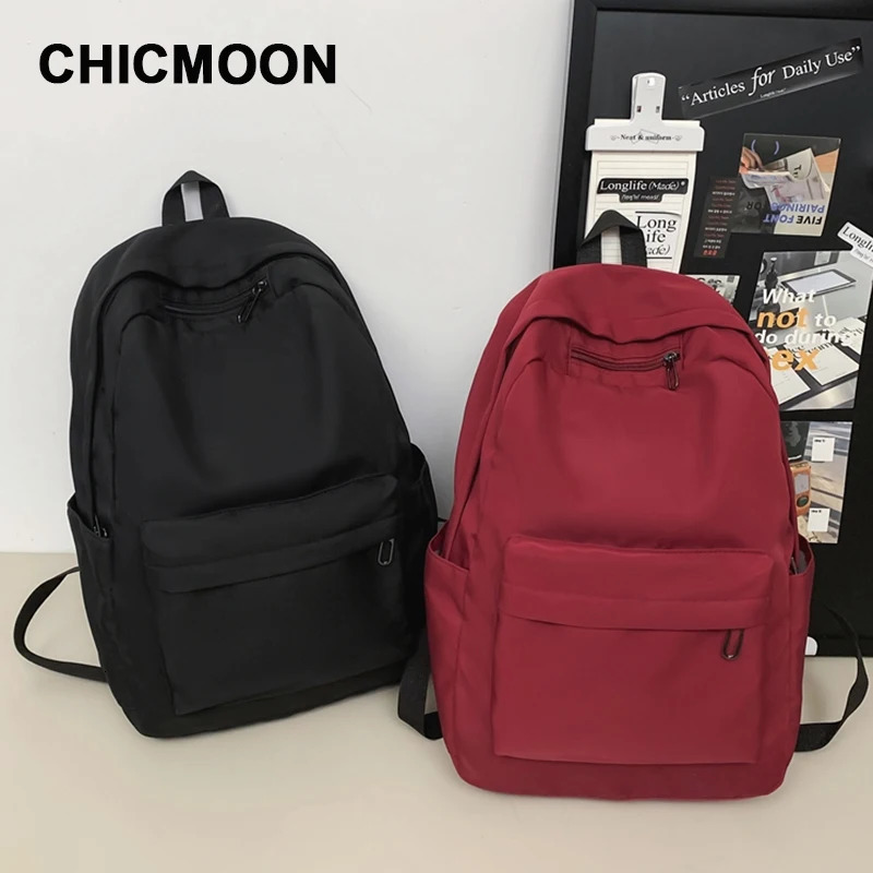Simple backpack large capacity travel bag solid color Harajuku student backpack womens unisex Rucksack 241111