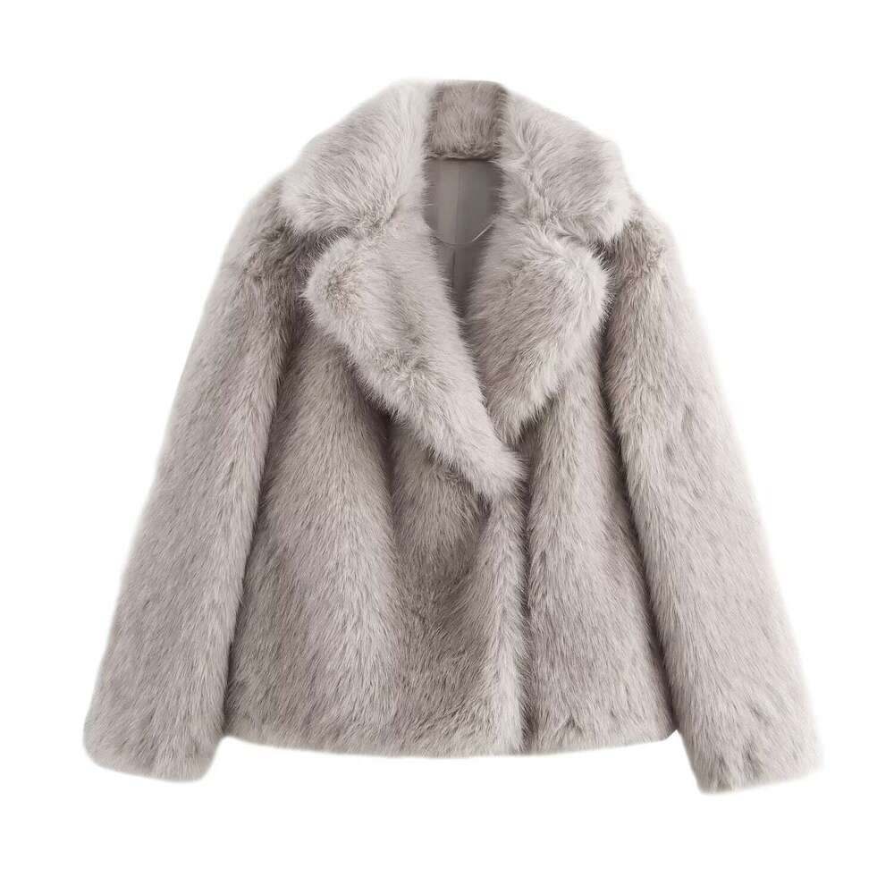 shanshi fur coat women Artificial buttoned fur hooded jacket
