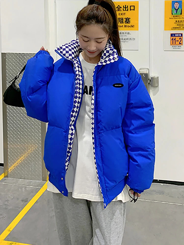 Winter Down Cotton Jacket Women 2023 Zipper Loose Padded Coat Female Solid Thickening Warm Puffer Parkas Jackets Black Khaki 241108