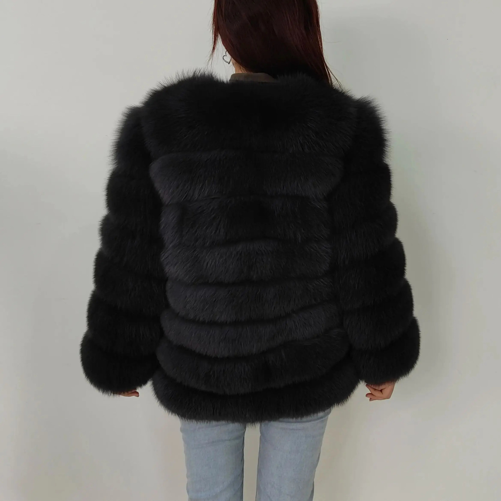 2024 4in1 Winter Jacket Vest Long Furry Fur Natural Real Coat For Womens Overcoat 70cm 241112