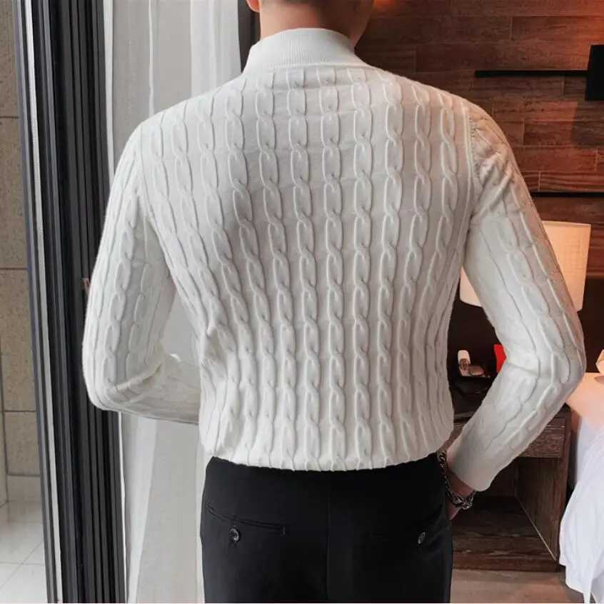 Autumn and winter Turtleneck fashion simple ultra-thin sweater mens clothing high neck casual zipper knitted shirt plus size S-3XL W2411111