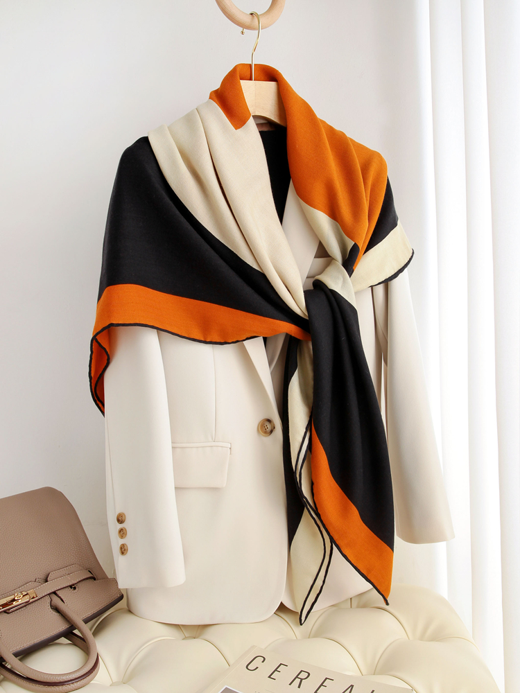 H Wool Cashmere Silk Scarf 135CM Designer Brand Pashmina Square Winter Large Thick Large Shawls for Women Stole Cape f4dee