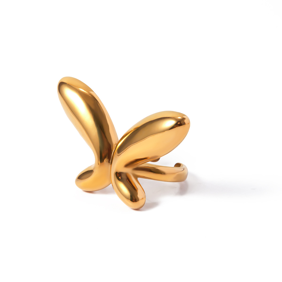 18k Gold-plated Stainless Steel Butterfly Opening Ring for Women Designer Jewelry Free Shipping Wholesale