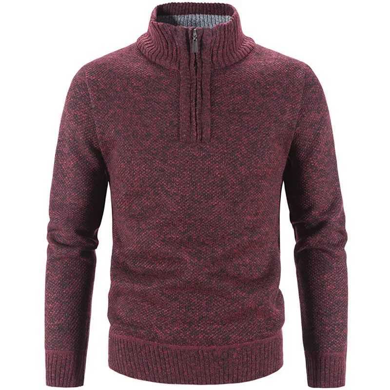 Mens Turtleneck Knitted Pullover Sweater 2024 Autumn Winter Wool Thick Half Zipper Solid Casual Slimming Mens Wool Sweater W2411111