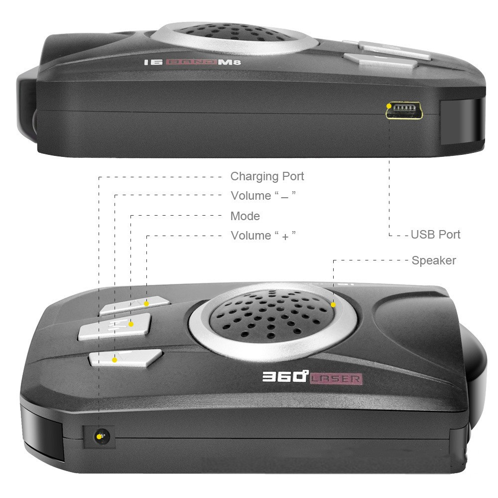 New 16-Band Cobra M8 Vehicle-mounted Anti 180 Degree LCD Display Digital Auto Electronics Dog Laser Radar Detector