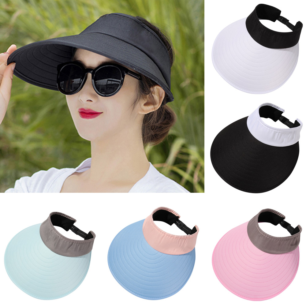 Casual Women Men Wide Brim Portable Adjustable Sun Visor Beach Cap Sports Golf Hat