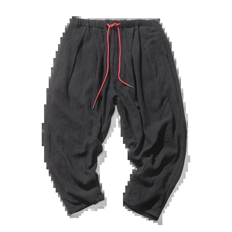 est Men Casual Sweatpants Chinese Style Fashion Harem Pants Cotton Linen Solid Jogger Mens Trousers ABZ122 241112
