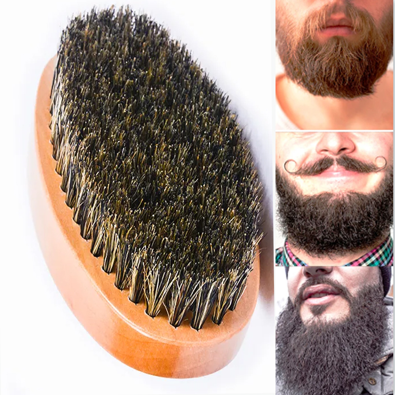Professional Soft Boar Bristle Wood Beard Comb Hairdresser Shaving Brush Tools Men Mustache Comb Kit Gift Bag Free Shipping