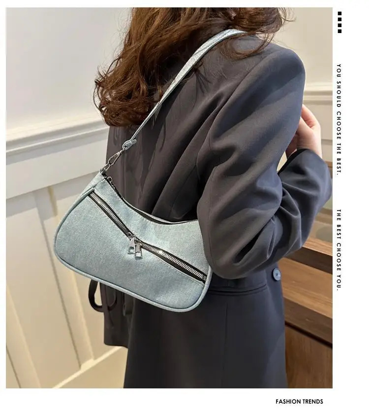 Womens Bag Korean Fashion Denim Shoulder Bag Handbag Wallet Bag Office Womens Bag 241111