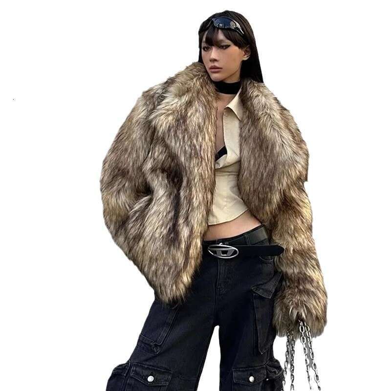 shanshi fur coat women Explosive Street Women's Raccoon Flip Collar Eco friendly Fur Coat