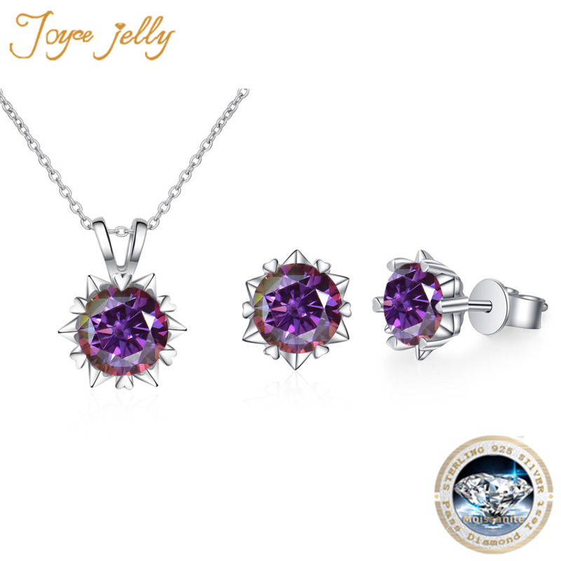 JoyceJelly Sterling Sier Moissanite Dia Jewelry Set For Women Snowflake Earrings Pendant Necklace Wedding Sets bf093