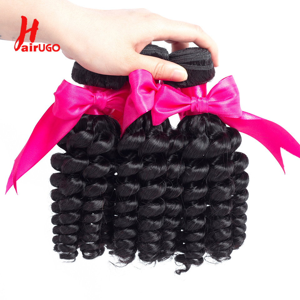 HairUGo Funmi Human Hair Bundle Brazilian Hair Weaving Double Weft Bundles Weave 10-28 inch Non-Remy Human Hair Extensions 9d08a
