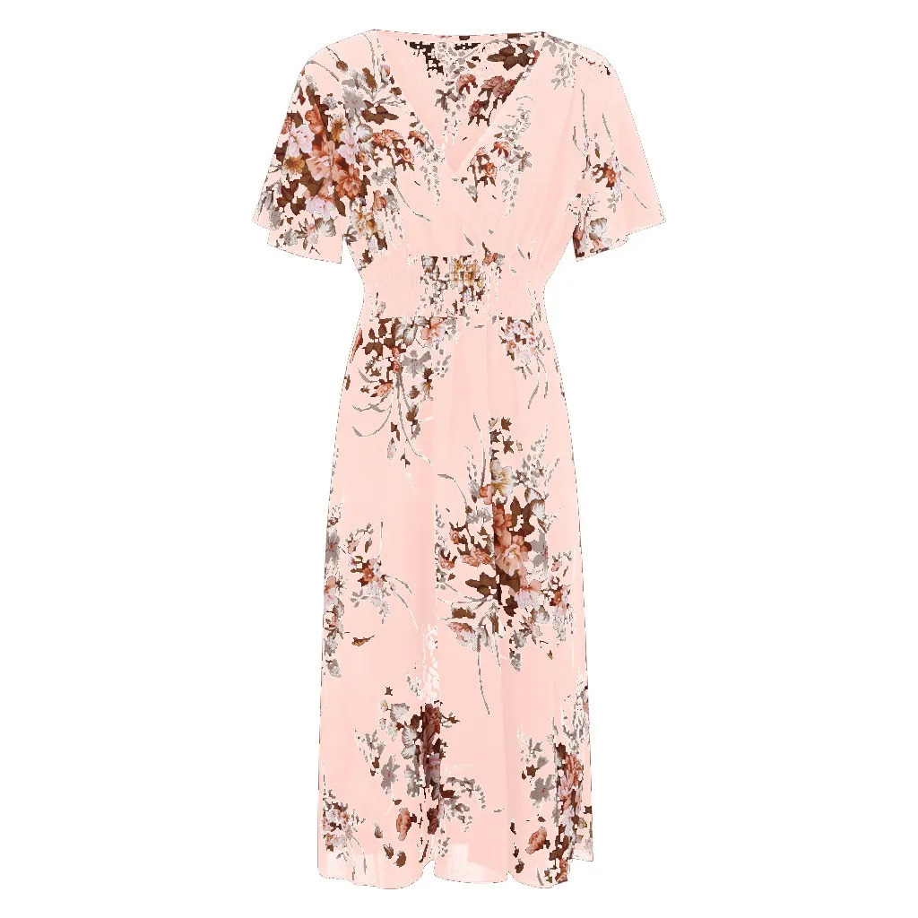 Plus Size 3XL 4XL 5XL Women Dress Floral Chiffon Flower Loose Bohemian Beach Summer Dresses Urban Gypsy Ropa Vestidos 240329