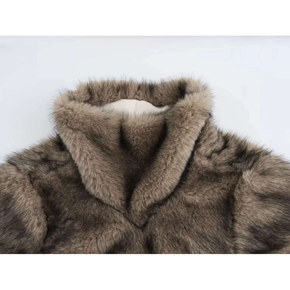 shanshi fur coat women Wind autumn and winter women's fashion street artificial effect fur high neck hoodie top