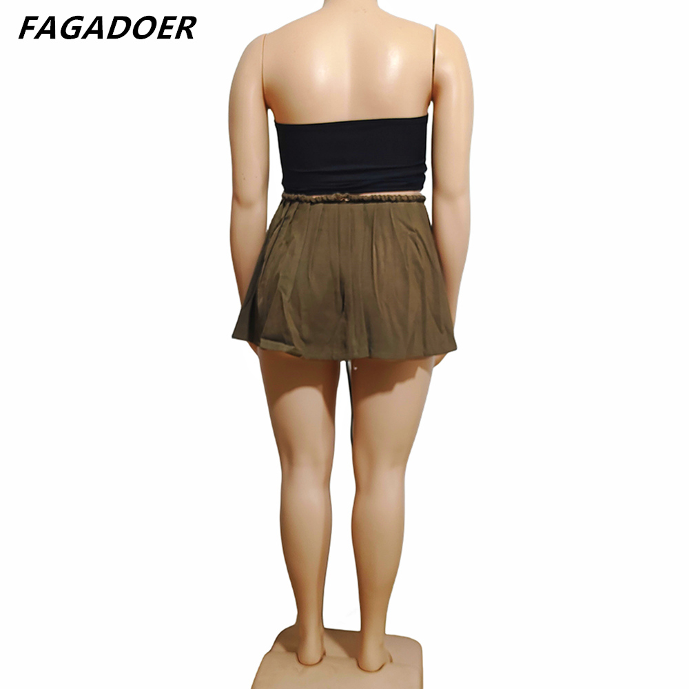 FAGADOER Y2k Pleated Mini Skirt Women 2023 INS Hotsweet Streetwear High Waist Irregular Drawstring Zipper Sexy Pleated Skirt b17f2
