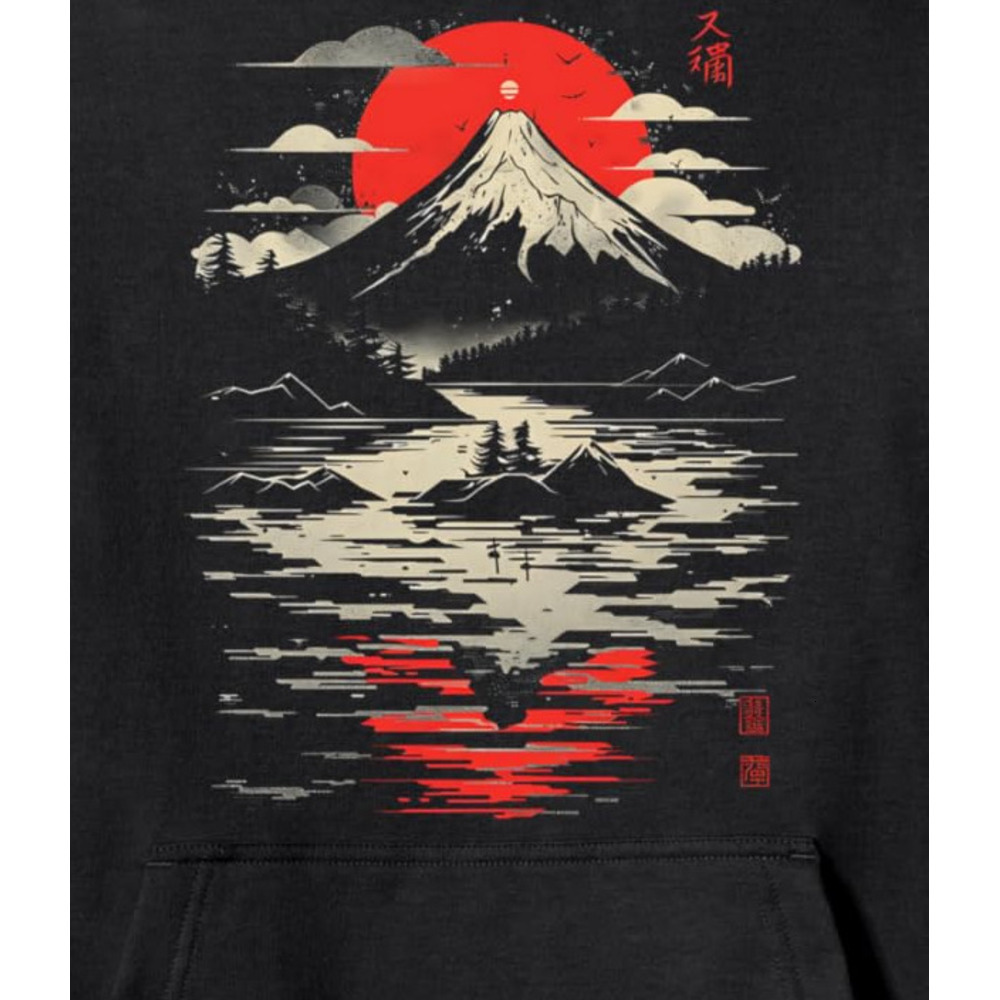 Hoodie for Mens Womens Japan Mount Fuji Japanese Art Sunset Graphic Nature Lover Pullover Hoodie Graphic Hoodies sweatshirt