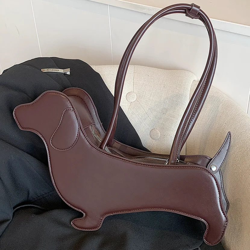 Novelty Cartoon Dog Shaped Armpit Purses Unique PU Leather Handbag Solid ner Bag Funny Shoulder Bags Kawaii Girls Tote 241111