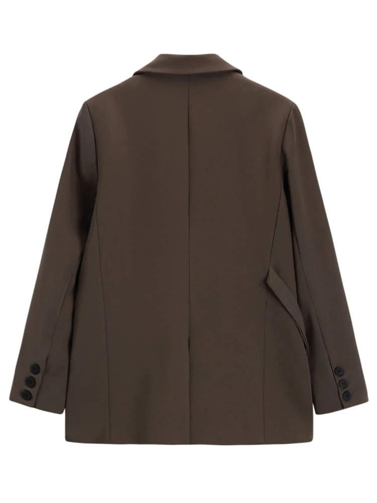 LANMREM Office Lady Blazer Coat For Women Double Breasted Long Sleeves Korean Straight Coats Fashion Autumn 2YA3789 241112