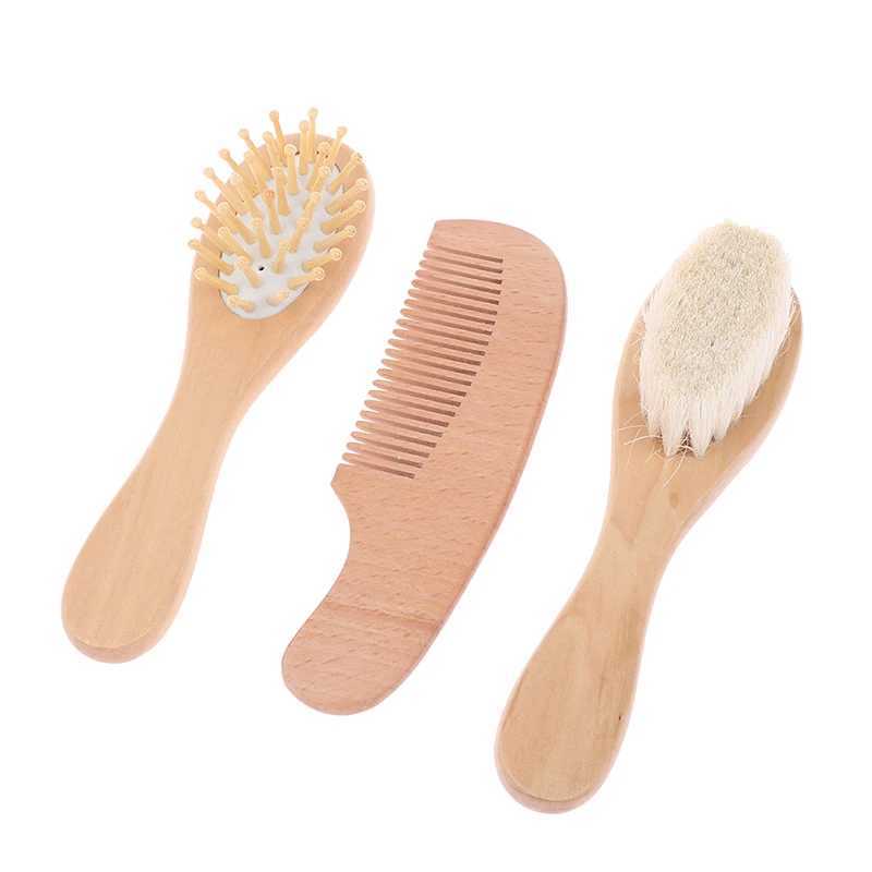 Soft baby brush comb set suitable for comfortable massagers with wooden handles for newborns W241112