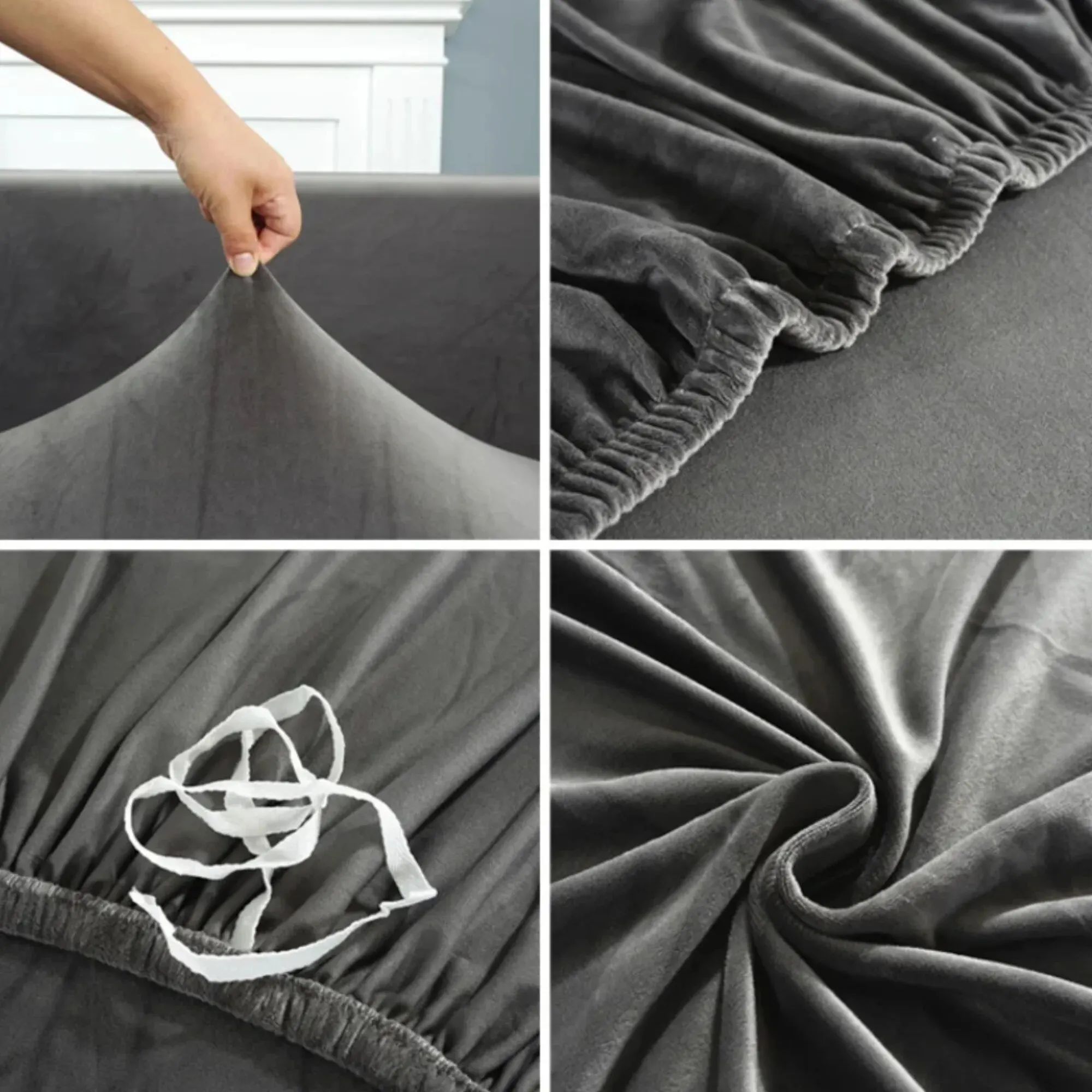 L Shaped Corner Sofa Cover Velvet Sofa Cover Thick Elastic1/2/3/4 Seater Sofa Cover for Living Room Velvet Plush L Shaped Corner