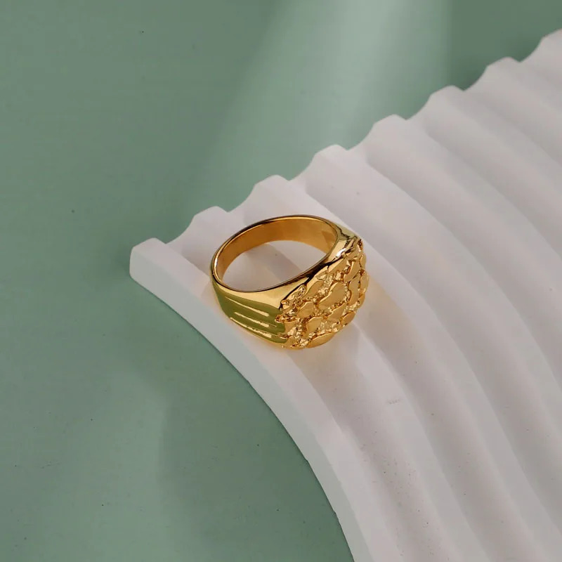 1PC Stainless Steel Mens Nugget Ring Hip Hop Fashion Jewelry Gifts 241112