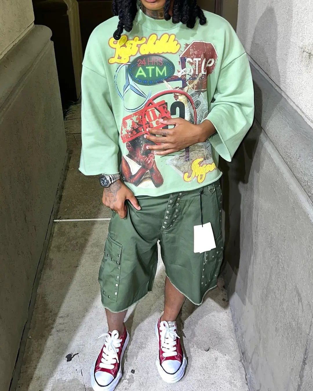 Y2k Street Trend Mens and Womens Hip Hop Graffiti Large Pattern Printing Shirt Harajuku Fashion Extra Large Loose T-shirt 241112