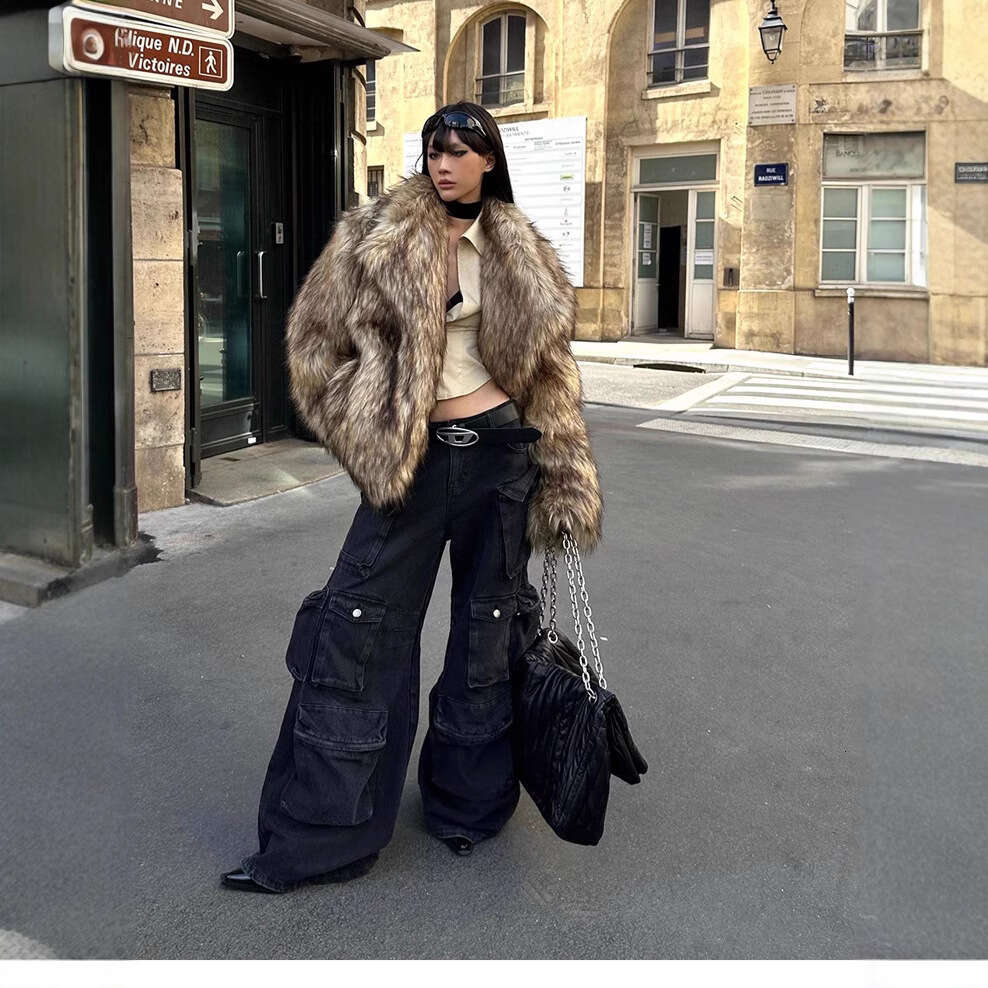 shanshi fur coat women Explosive Street Women's Raccoon Flip Collar Eco friendly Fur Coat