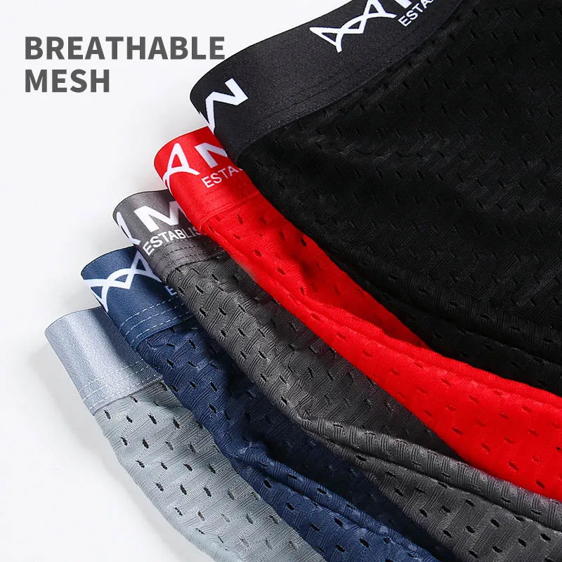 MiiOW Mesh Mens Boxing Shorts Ice Silk Boxing Underwear Breathable Graphene Antibacterial Mens Underwear Calzoncillos 241112