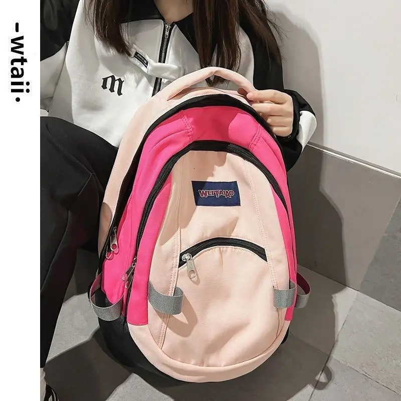 Fashionable womens backpack Harajuku retro student backpack nylon waterproof large capacity backpack casual travel bag womens backpack 241111