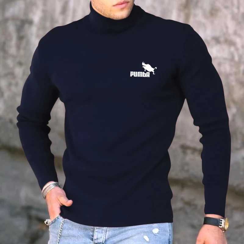 Spring summer and winter mens cotton cashmere bottom sweater with high elasticity mens casual long sleeved sports turtle neck top W2411111